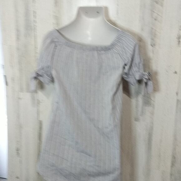 SAGE THE LABEL Blue Striped Off Shoulder Casual Summer Top XS - Picture 8 of 10